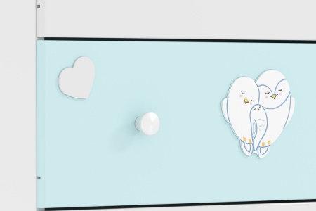 НМ 041.02 Комод  (Птички Белый/Голубой (эмль) Белый Скандинавский)