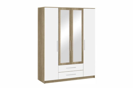 БЛАНКА шкаф 4-х дверный дуб Сонома/Белый глянец