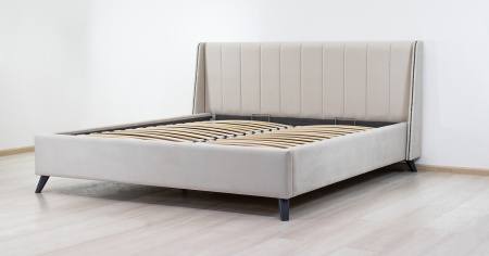 Кровать двойная Мелисса 180 ((Тори 56 велюр (светло-бежевый), Тори 56 велюр ( светло-бежевый))) (кро