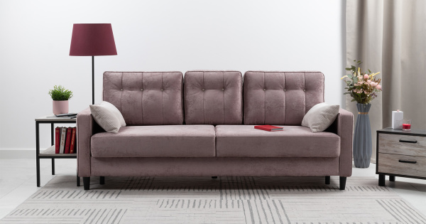 Диван - кровать Арно (Арт. ТД 567 Лаки 17 (пепел розы), Лаки 17 (пепел розы), Vertical 910 (молочно