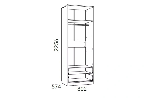 НМ 013.02-03 М1 Шкаф для одежды с ящиками ("Фанк", Белый (КМ), Дуб Сонома)