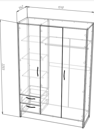 HUGO шкаф 3-х дверный Дуб Гранж/Железный камень 