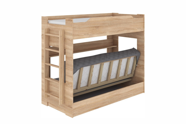 Двухъярусная кровать с диваном Клик-Клак (дуб сонома)