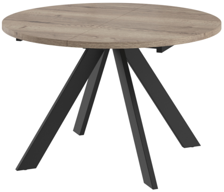 Стол RONDO-120, круглый раздвижной 120(160), ДУБ ВЕЛЛИНГТОН/ЧЕРНЫЙ