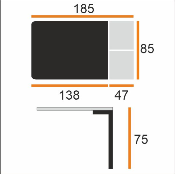 Стол БОНН HPL 85х138/185 камень сер+черн/мат.чер ВС/495