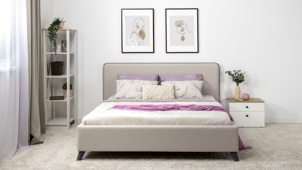 Миа 160 Кровать двойная НР (Bravo white (светло-бежевый), Лайт 10)  (комплект без подъемного механи)