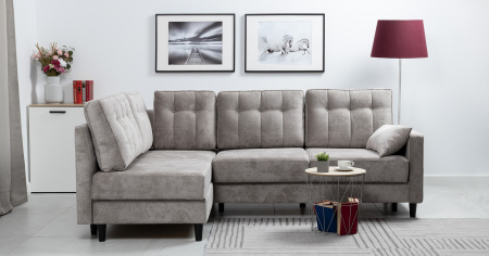 Диван - кровать угловой Арно (Арт. ТД 563 Лаки 02 (серый жемчуг), Лаки 02 (серый жемчуг), Vertical