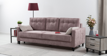 Диван - кровать Арно (Арт. ТД 567 Лаки 17 (пепел розы), Лаки 17 (пепел розы), Vertical 910 (молочно