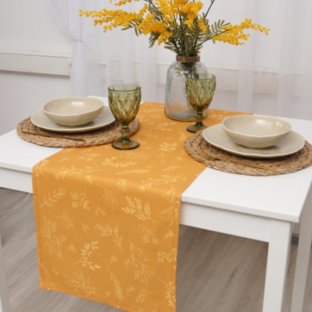 Дорожка декоративная  40х145  "Радушная хозяйка (Традиция)" (Ботаника охра)Арт-2236