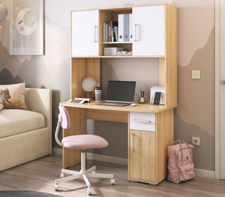 Стол компьютерный 1200 "Лайт-1" (дуб сонома/белый)