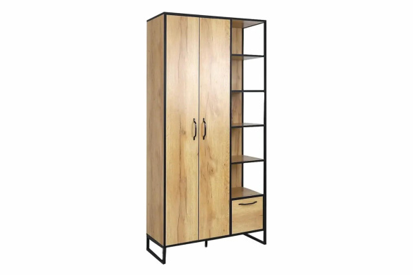 "ВИРТОН-2" Шкаф с полками (ФУР) (Дуб Золотистый/Черный)