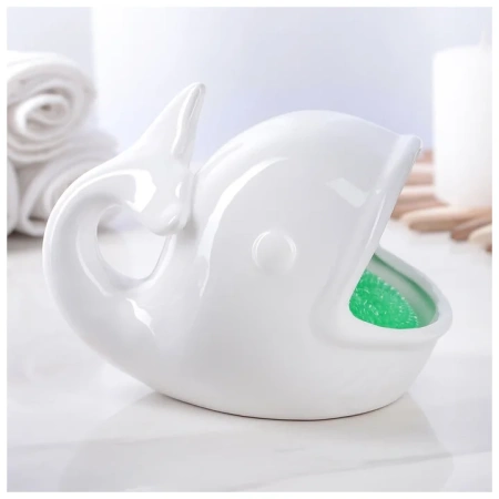 Подставка для губки "Кит", цвет белый 3956491