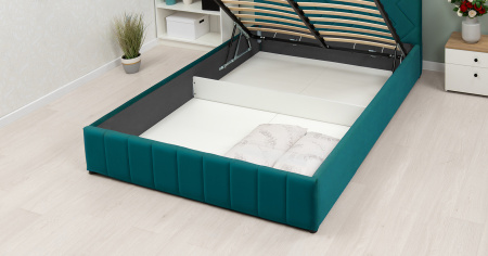 Милана 160 Кровать двойная НР (Tenerife izumrud (сине-зелёный) (комплект)