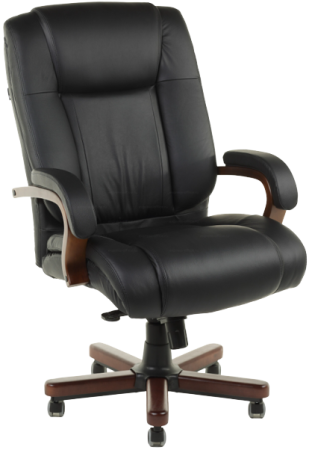 Кресло руководителя Бюрократ Т-9925Walnut /BLACK кожа черная/задняя часть/спинки искуст/кожа/чер.970