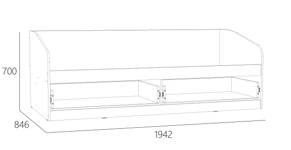 НМ 041.50-01 Кровать ("Фанк", Белый (КМ), Дуб Сонома)