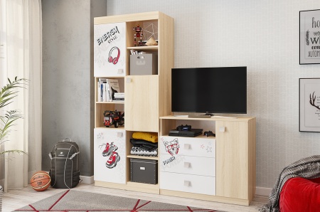 Стеллаж "Энерджи" (дуб сонома/белый) 