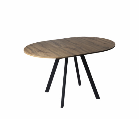 Лаунж Стол Обеденный раздвижной, 900(1300)*900*750 мм (ЛДСП Дуб Вотан, Цвет краски: Черный RAL 9005)