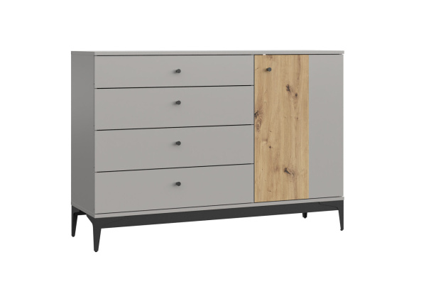 НОРДИК комод КД-140 Холодный серый/Дуб Артизан