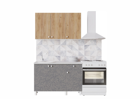 Кухня "POINT 120" (золото/бетон) (корпус белый + фасад золото/бетон)