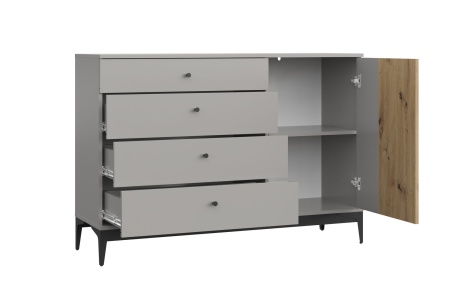 НОРДИК комод КД-140 Холодный серый/Дуб Артизан