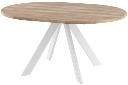 Стол RONDO-120, круглый раздвижной 120(160), ДУБ КАНЬОН/БЕЛЫЙ