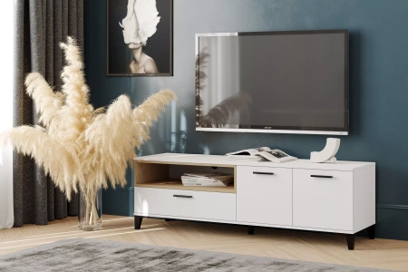 НМ 013.44 Тумба ТВА ("Bergen", Белый (КМ)/Дуб бунратти)