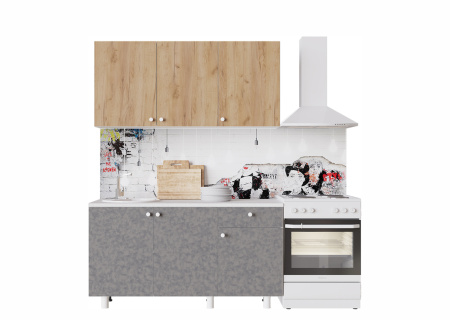 Кухня "POINT 150" (золото/бетон) (корпус белый + фасад золото/бетон)