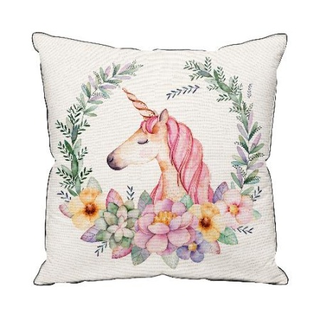 Подушка декоративная с фотопечатью 40х40 см, ткань смесовая (Единорог)