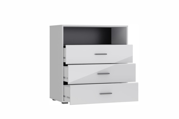GLOSS комод КМ-3 Белый/Белый глянец 