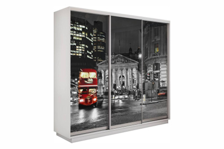 Шкаф купе (фотопечать) - 210 Белый Снег/Ночной Лондон