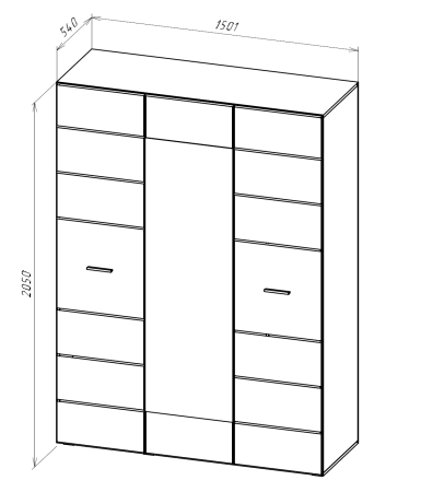 GLOSS шкаф 3-х дверный Белый/Белый глянец 