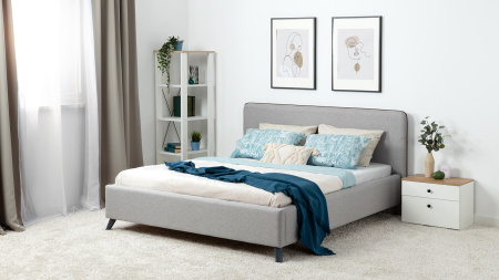 Миа 160 Кровать двойная НР (Bravo grey (серый), Лайт 10)  (комплект без подъемного механизма)