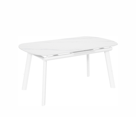 Стол Шамони-1С 140*85 (+37) №5 (царга Белый/МДФ+PVC Белый/White marbie)