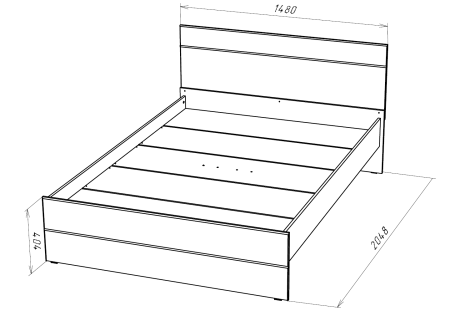 GLOSS кровать 1400*2000 Белый/Белый глянец