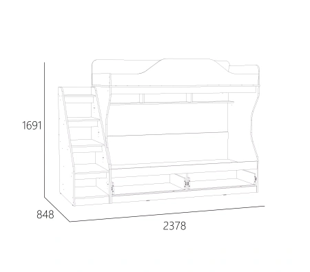 НМ 041.51 Кровать двухъярусная ( "Акварель", Капучино,  Дуб Сонома)