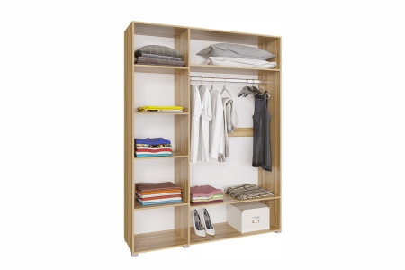 Шкаф 3х.ств. Ненси Корпус (Крафт золото) + Фасад (Белый глянец) + Зеркало