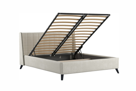 Кровать двойная Мелисса 160 ((Тори 56 Велюр (светло-бежевый), Тори 56 велюр (светло-бежевый))) (кров