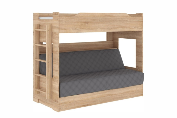 Двухъярусная кровать с диваном Клик-Клак (дуб сонома)