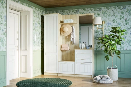 НМ 014.71 Х Шкаф для одежды ("Оливия", Левый, Белое дерево, Дуб Сонома)