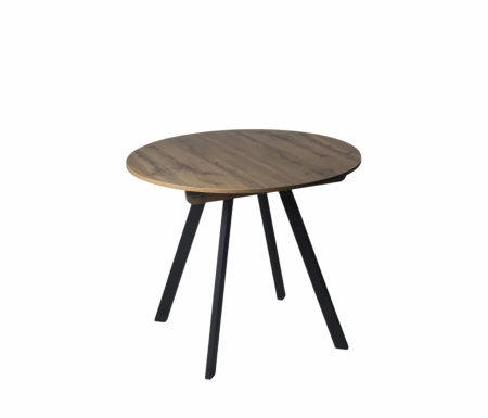 Лаунж Стол Обеденный раздвижной, 900(1300)*900*750 мм (ЛДСП Дуб Вотан, Цвет краски: Черный RAL 9005)