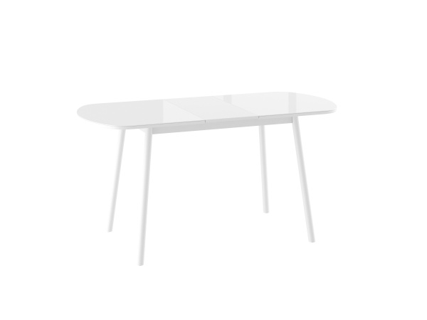 Стол ROUND-120, раздвижной со стеклом 120(152)*70, Белый/Белый