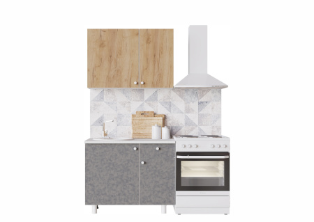 Кухня "POINT 100" (золото/бетон) (корпус белый + фасад золото/бетон)