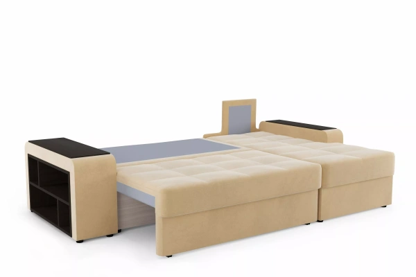 Диван-кровать угловой Дубай 2т 1пф(1пф-2т) СК (Луна 05 беж)