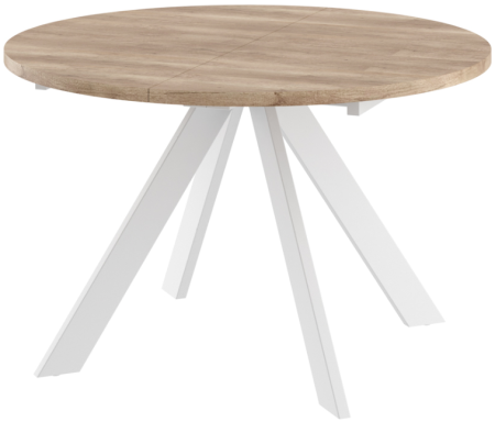 Стол RONDO-120, круглый раздвижной 120(160), ДУБ КАНЬОН/БЕЛЫЙ