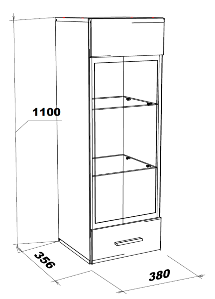 GLOSS шкаф витрина навесной Белый/Белый глянец