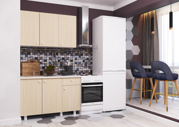 Кухня "POINT 100" (феррара) (корпус белый) + фасад феррара)