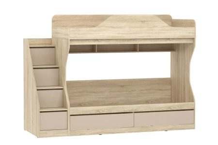 НМ 041.51 Кровать двухъярусная ( "Акварель", Капучино,  Дуб Сонома)