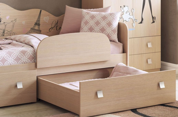 Кровать "Амели" (дуб млечный)