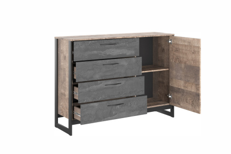 HUGO комод Т-1 Дуб Гранж/Железный камень