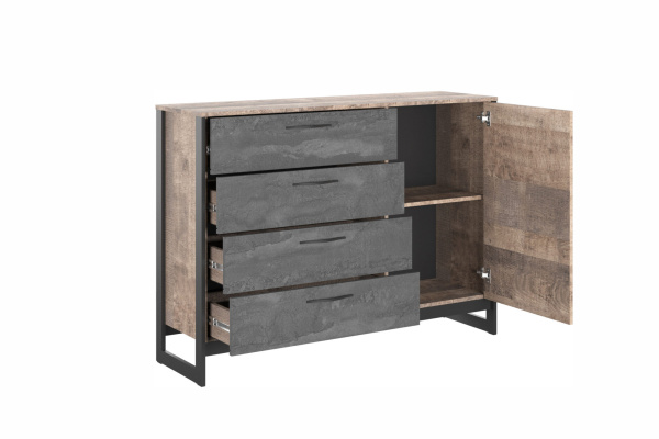 HUGO комод Т-1 Дуб Гранж/Железный камень